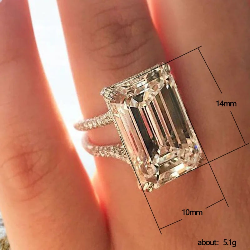 Luxury Crystal Geometric Cubic Zirconia Wedding Rings for Women Fashion Versatile Female Accessories High Quality Jewelry