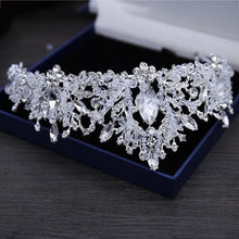 Cargar imagen en el visor de la galería, Baroque Luxury Crystal Beads Bridal Jewelry Sets Rhinestone Tiaras Crown Necklace Earrings Set Wedding African Hair Jewelry Set