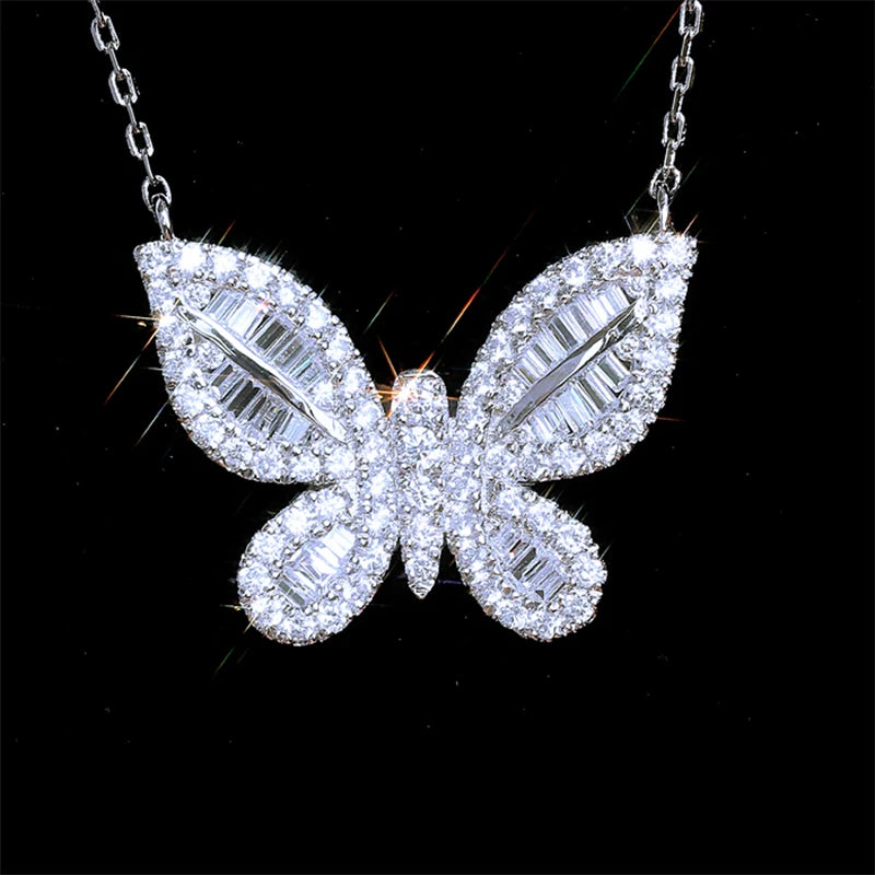 Luxury Butterfly Delicate Pendant Necklace Daily Wear Fashion Item Women Jewelry Inlaid CZ Stone Brilliant Necklace Gifts - EUFASHIONBAGS