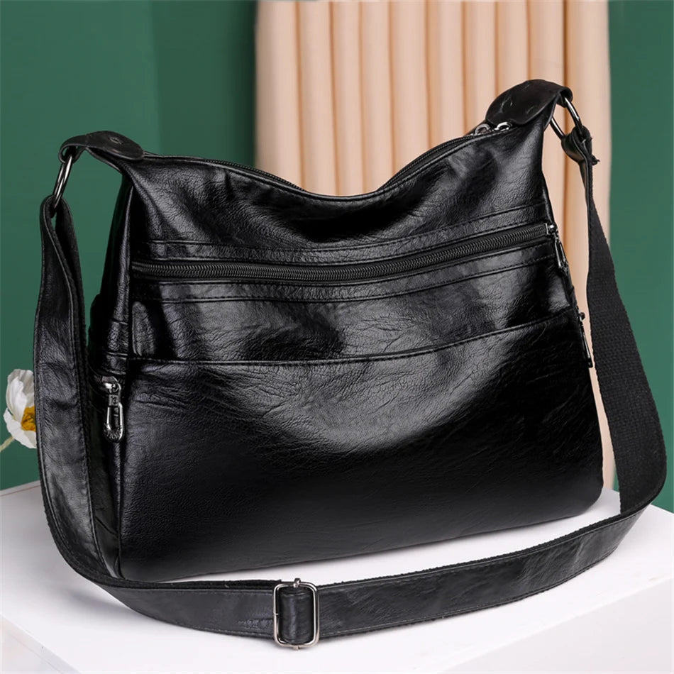 3 Layers Zippers Shoulder Handbag High Quality Big Shoulder Crossbody Bags Luxury Designer Messenger Sac Small Casual Tote Bags - EUFASHIONBAGS