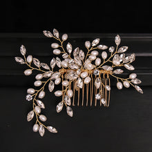 Cargar imagen en el visor de la galería, Crystal Rhineston Pearl Bridal Hair Comb Wedding Hair Accessories Head Ornaments Women Tiara Pearl Hair Comb Jewelry Headpiece