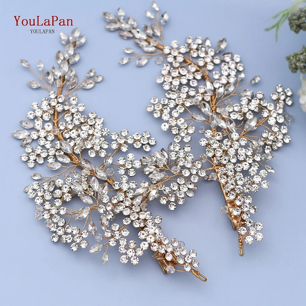 Luxury Crystal Bridal Headpiece Floral Wedding Hair Vine Clip Party Prom Hair Jewelry Brides Hair Accessories - EUFASHIONBAGS