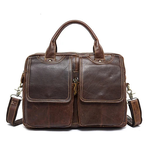 Men's Bag Genuine Leather Men's Briefcases Laptop Bag Leather Totes for Document Office Bags for Men Messenger Bags - EUFASHIONBAGS