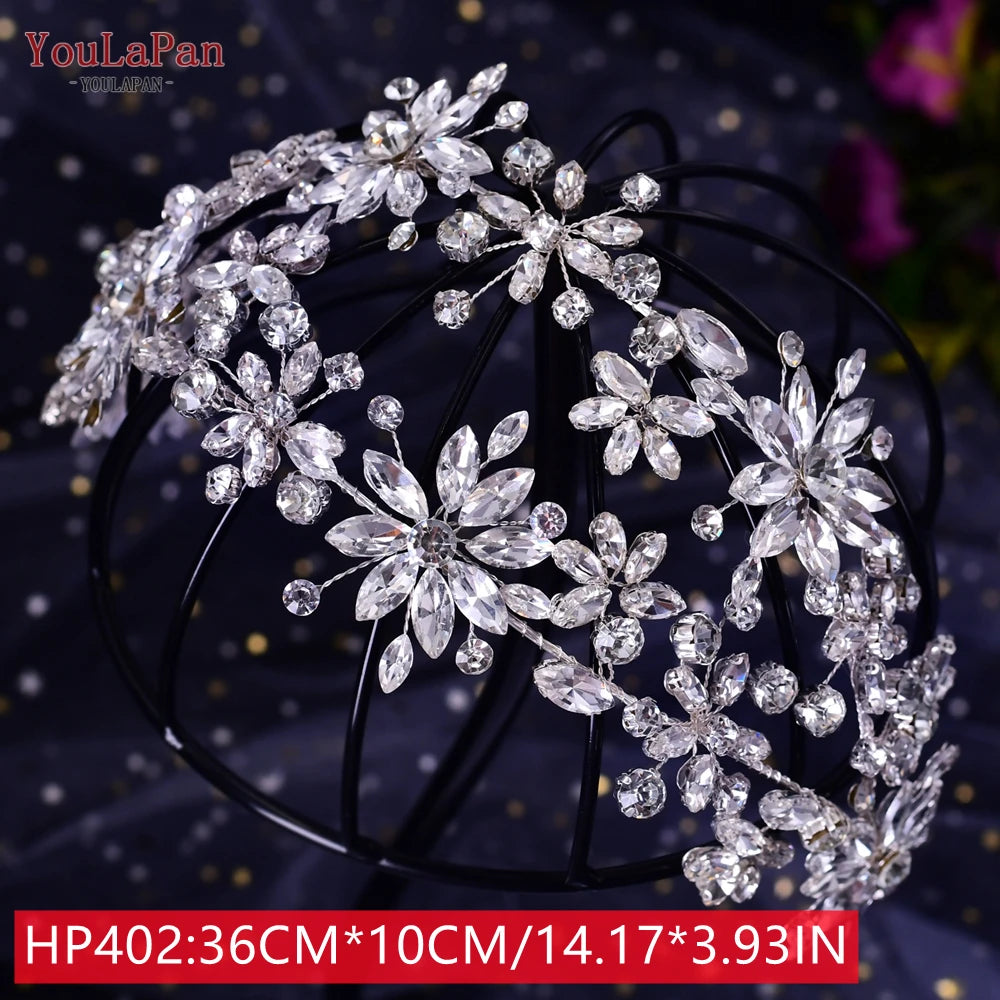 Bridal Tiaras for Wedding Rhinestone Hair Piece Crystal Headpiece Wedding Headpieces for Bride Hair Jewelry HP304 - EUFASHIONBAGS