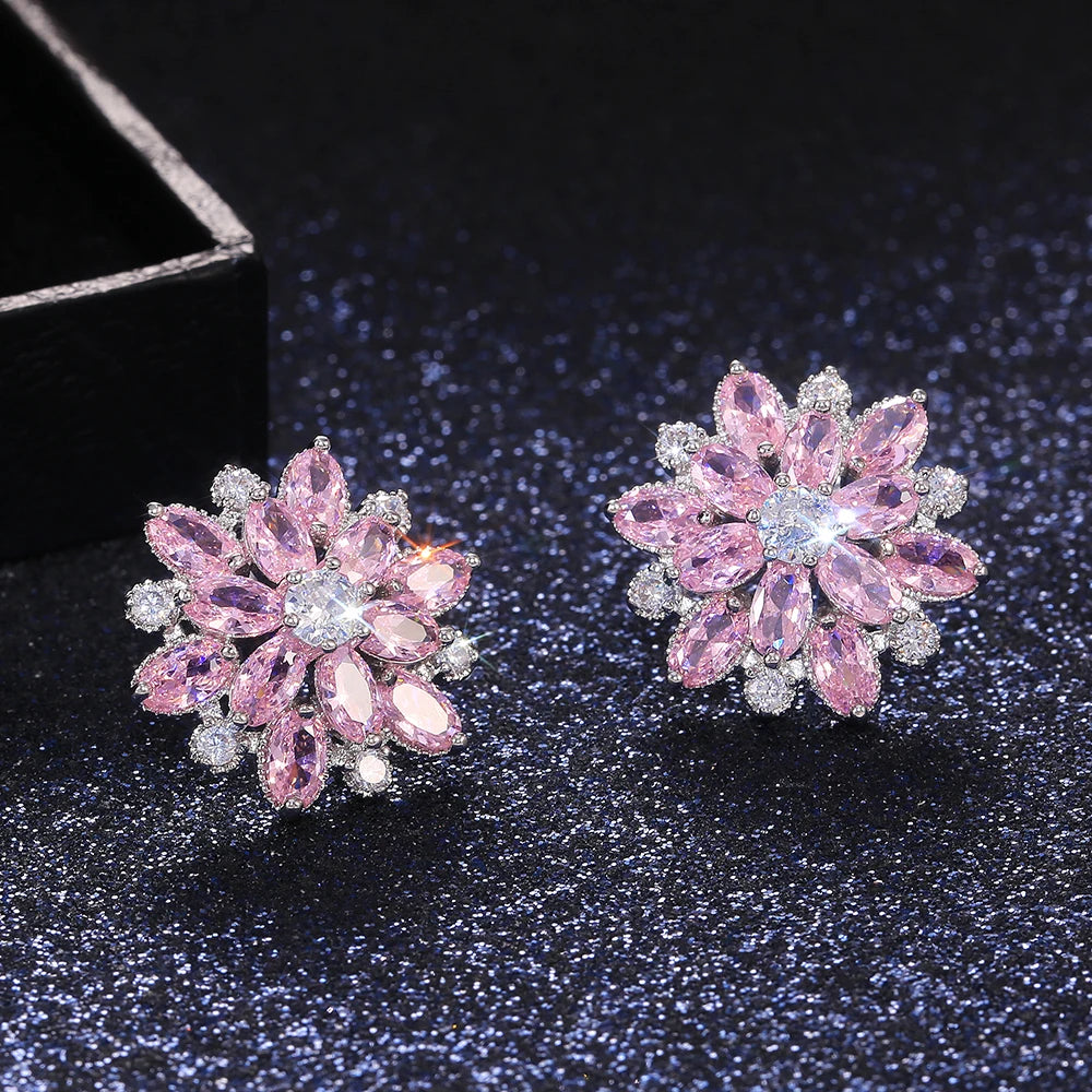 Gorgeous Double Layer Flower Women Stud Earring 7 Colors Available Wedding Dancing Party Gift Female Classic Earring - EUFASHIONBAGS