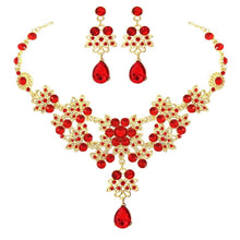 Carica l&#39;immagine nel visualizzatore di Gallery, Fashion Crystal Water Drop Bridal Jewelry Sets Rhinestone Chokers Necklace Earrings Set bj22 - www.eufashionbags.com