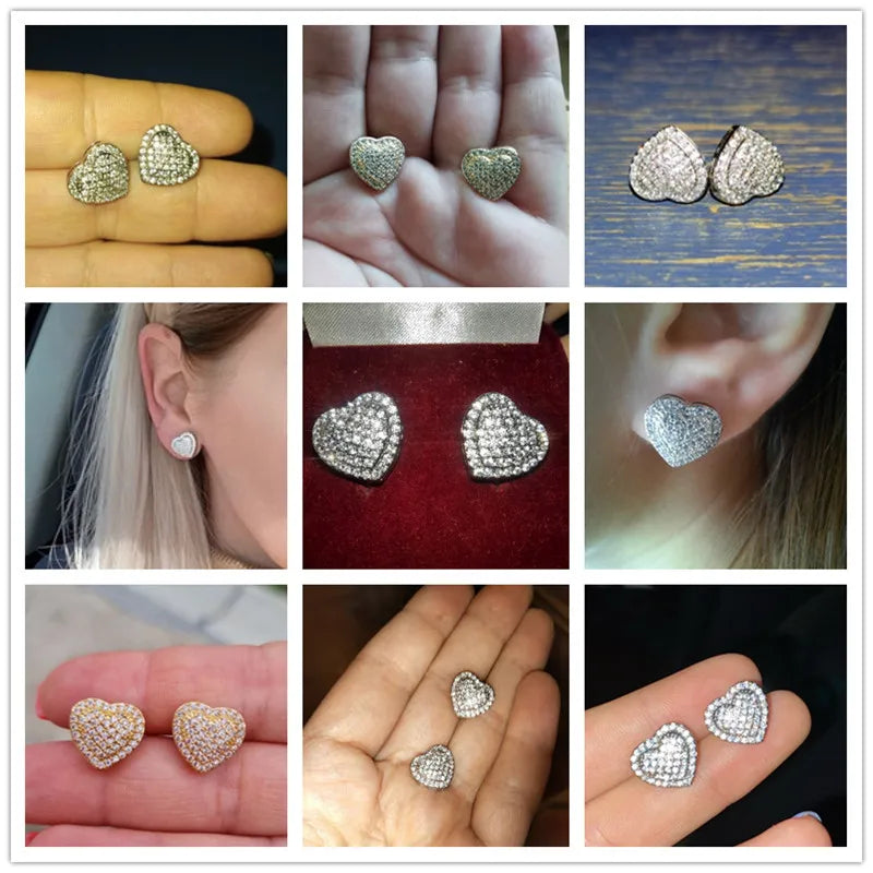 Classic Design Dazzling Heart Stud Earrings for Women High Quality Romantic Female Accessories Timeless Styling Jewelry