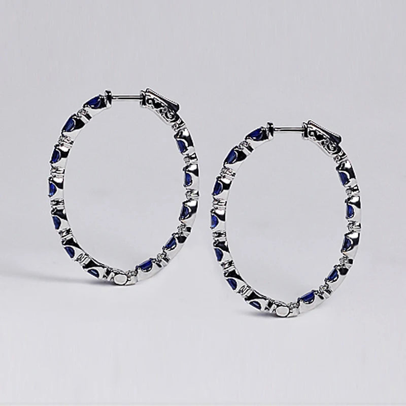 Luxury Blue Zircon Hoop Earrings for Women Delicate Daily Wearable Accessories Dance Party Female Earring Fashion Jewelry - EUFASHIONBAGS