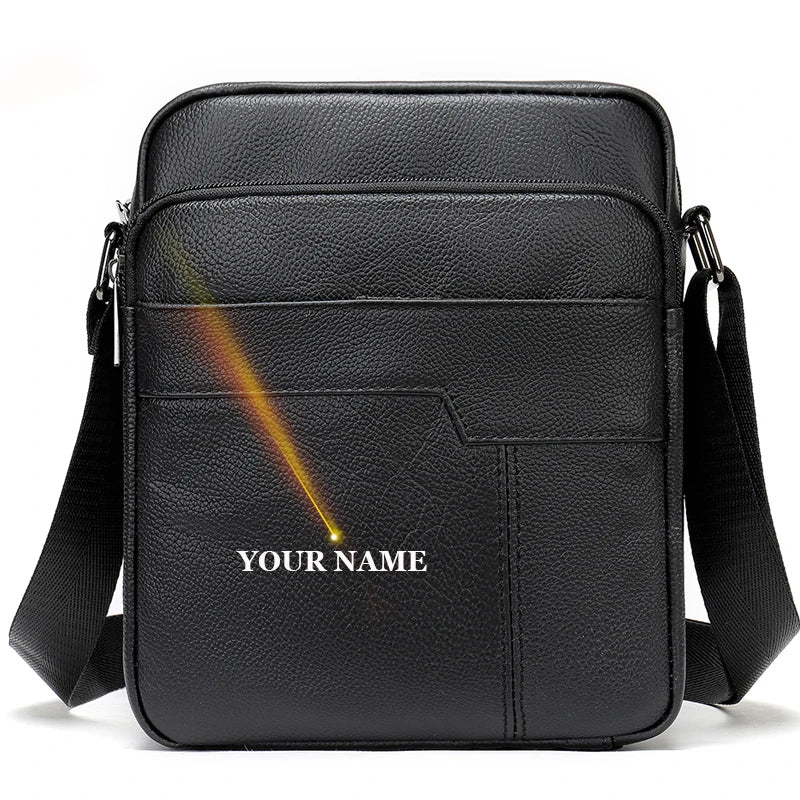 Black Shoulder Bags for Men Designer Bag Genuine Leather Messenger Bag Men Brand Flap for Ipad Leather Bag - EUFASHIONBAGS