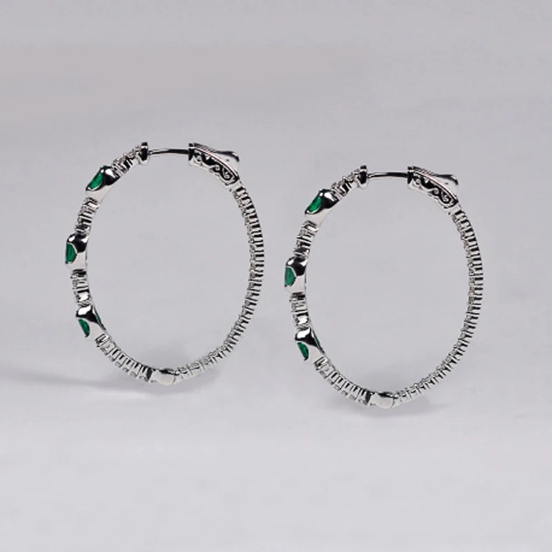 Gorgeous Green CZ Hoop Earrings for Women Wedding Engagement Party Noble Accessories Full Cubic Zirconia Fashion Jewelry - EUFASHIONBAGS