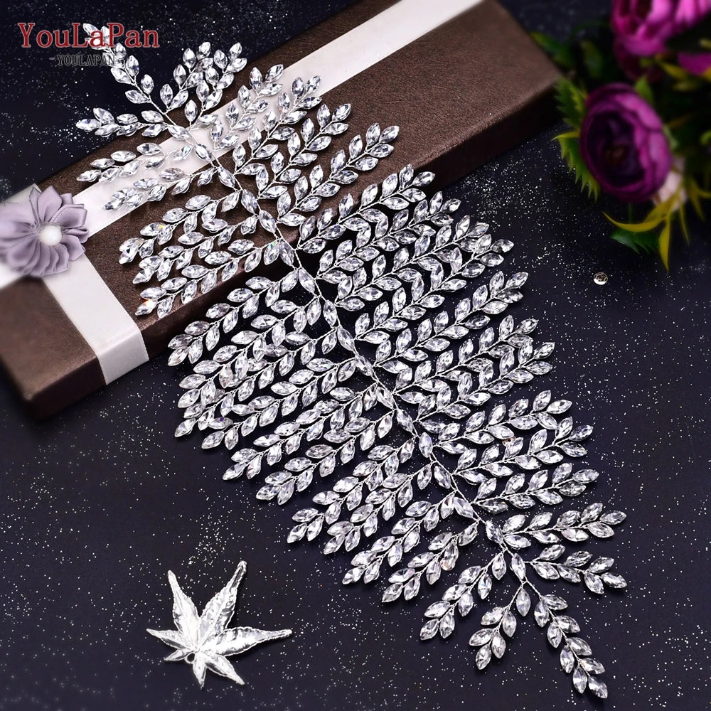 Handmade Crystal Rhinestones Silver Golden Wedding Headband Headpiece Jewelled Headband Wedding Hair Jewelry - EUFASHIONBAGS