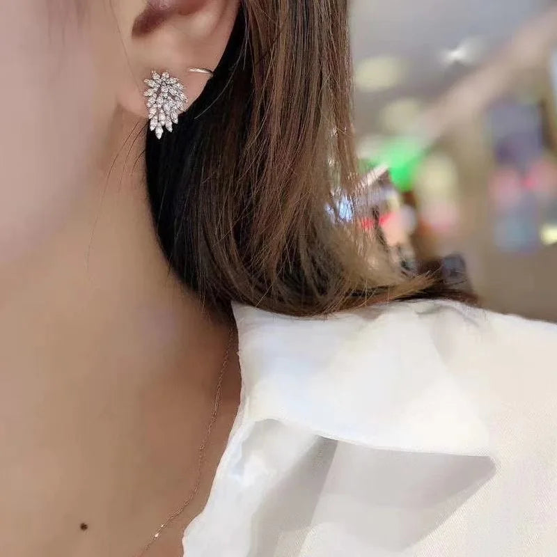 Novel Clear Cubic Zirconia Stud Earrings for Women Fashion Luxury Wedding Accessories Fancy Girls Earrings Party Jewelry