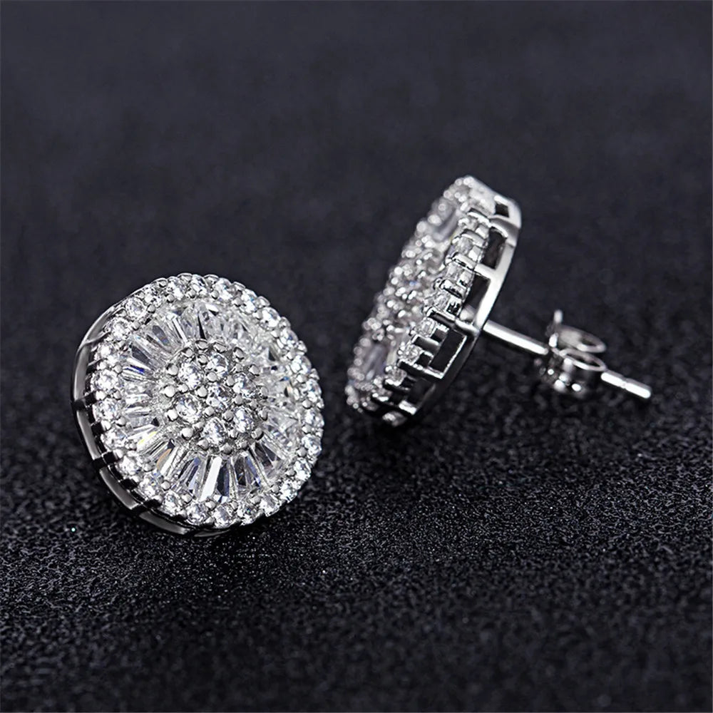 High Quality Stud Earrings with Brilliant Fireworks Shape CZ Jewelry Engagement Wedding Earrings for Women Girls - EUFASHIONBAGS