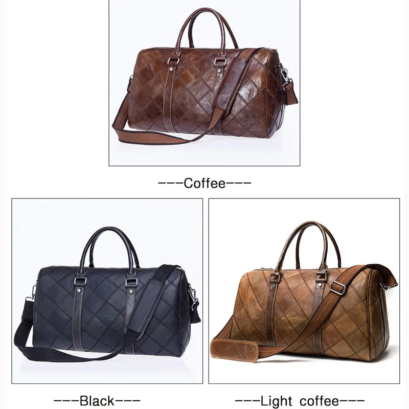 Men's Travel Bags Hand Luggage Genuine Leather Duffle Bags Leather Luggage Travel Bag Suitcases Handbags big/Weekend Bag - EUFASHIONBAGS