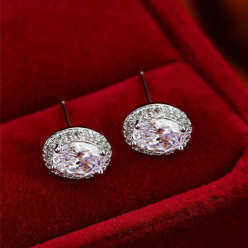 Classic Geometric Cubic Zirconia Stud Earrings Low-key Women's Accessories Simple Teens Earrings Timeless Style Jewelry