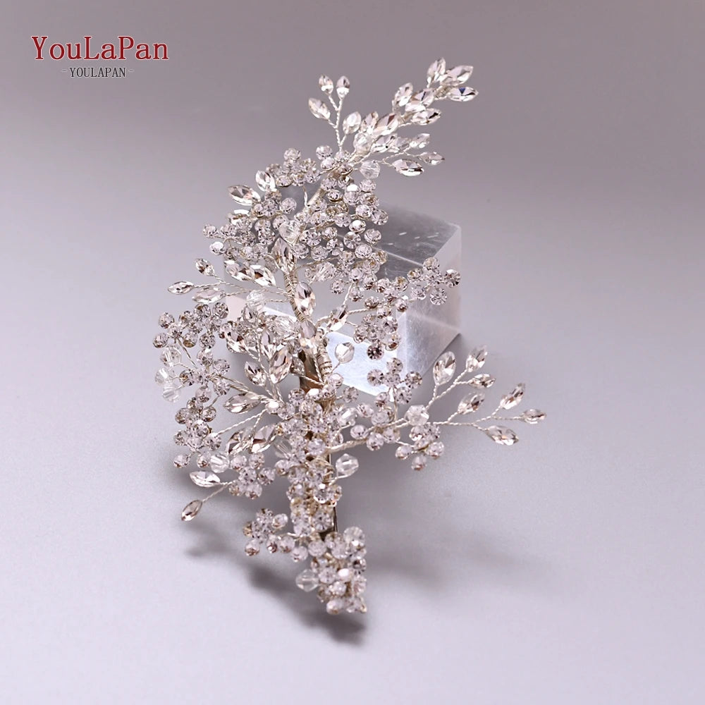 Luxury Crystal Bridal Headpiece Floral Wedding Hair Vine Clip Party Prom Hair Jewelry Brides Hair Accessories - EUFASHIONBAGS