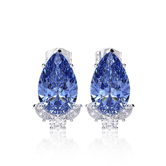 Teardrop CZ Stud Earrings Bridal Wedding Engagement Accessories Pink/Blue Women Earrings Fashion Jewelry