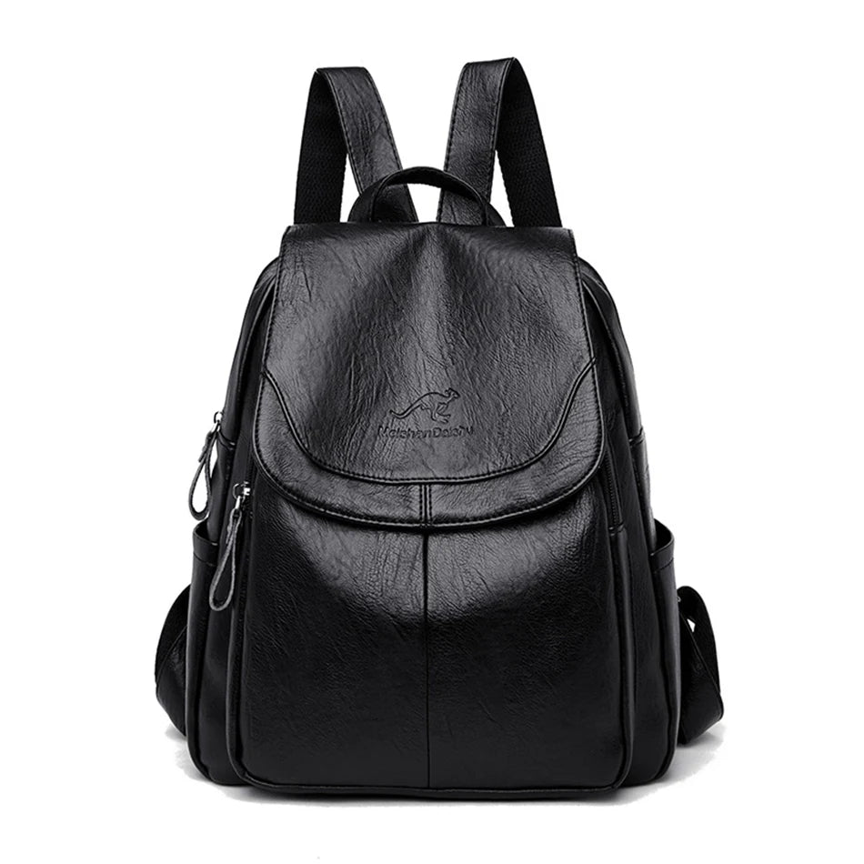 White Women Backpack Female Leather Backpacks Ladies Sac A Dos School Bags for Girls Large Travel Back Pack Rucksacks - EUFASHIONBAGS