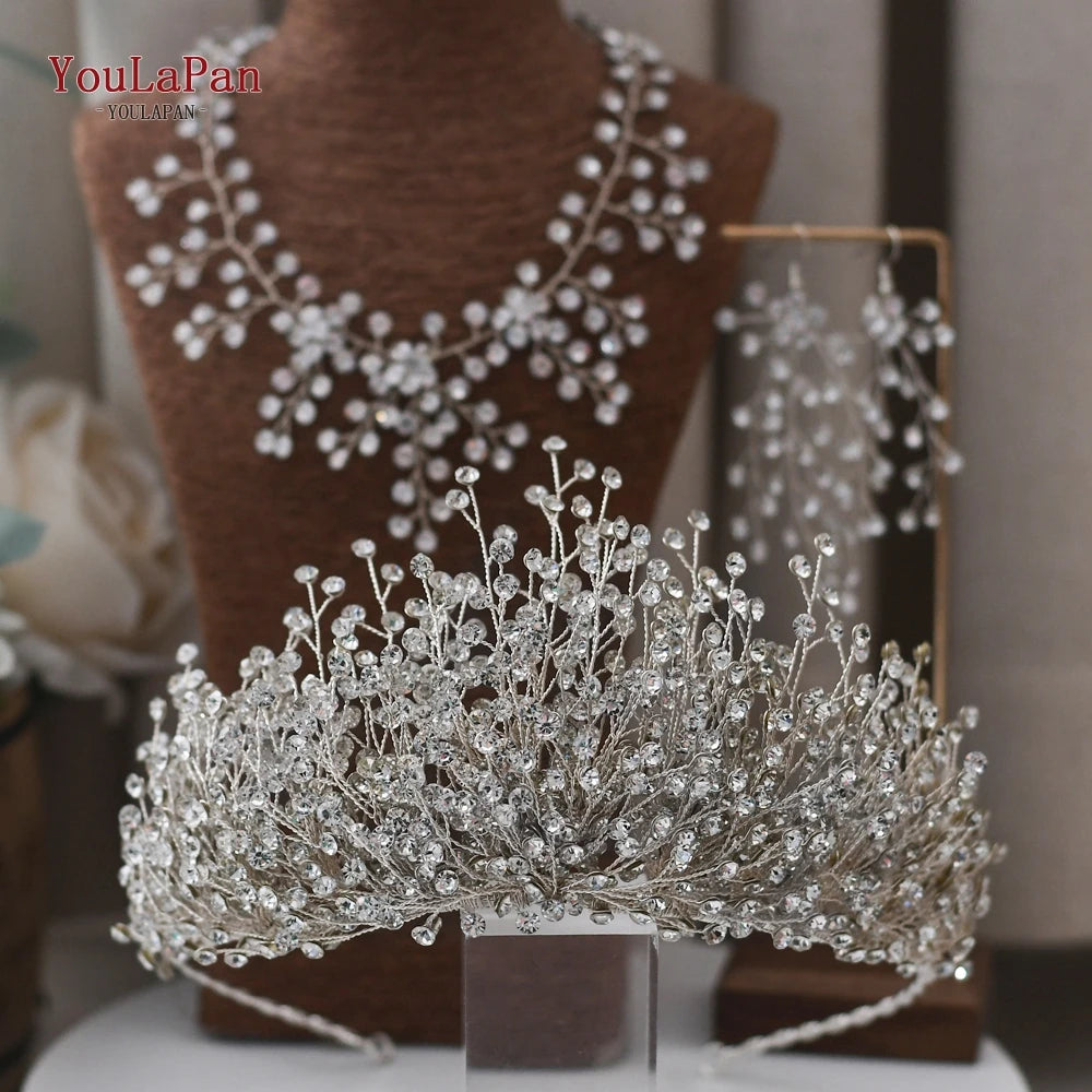 AB Colorful Rhinestone Princess Crown Luxury Crystal AB Bridal Crown Tiaras Fashion Women Hair Accessories HP193P-C