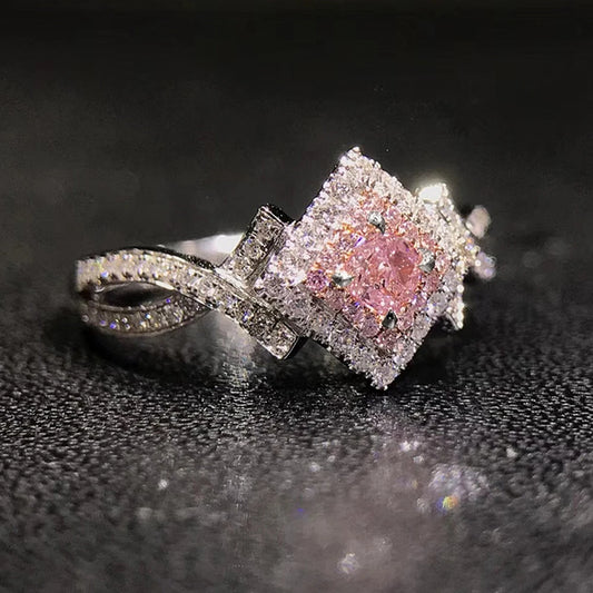 Pink CZ Women Engagement Rings Romantic Novel Design Female Rings Valentine's Day Anniversary Love Gift Statement Jewelry