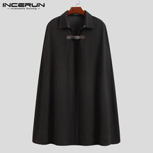 Load image into Gallery viewer, INCERUN 2023 Fashion Men Cloak Coats Solid Color One Button Lapel Cape Trench Streetwear Winter Faux Blends Overcoat Men Jackets
