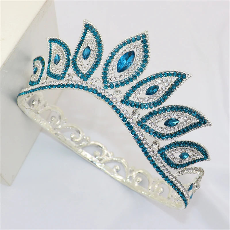 Rhinestone Queen Tiaras and Crowns Bride Women Girl Hair Ornaments Diadem Headpiece Bridal Wedding Head Jewelry Accessories - EUFASHIONBAGS