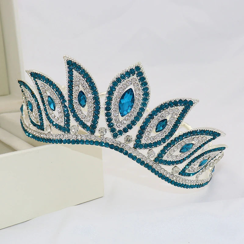 Rhinestone Queen Tiaras and Crowns Bride Women Girl Hair Ornaments Diadem Headpiece Bridal Wedding Head Jewelry Accessories - EUFASHIONBAGS