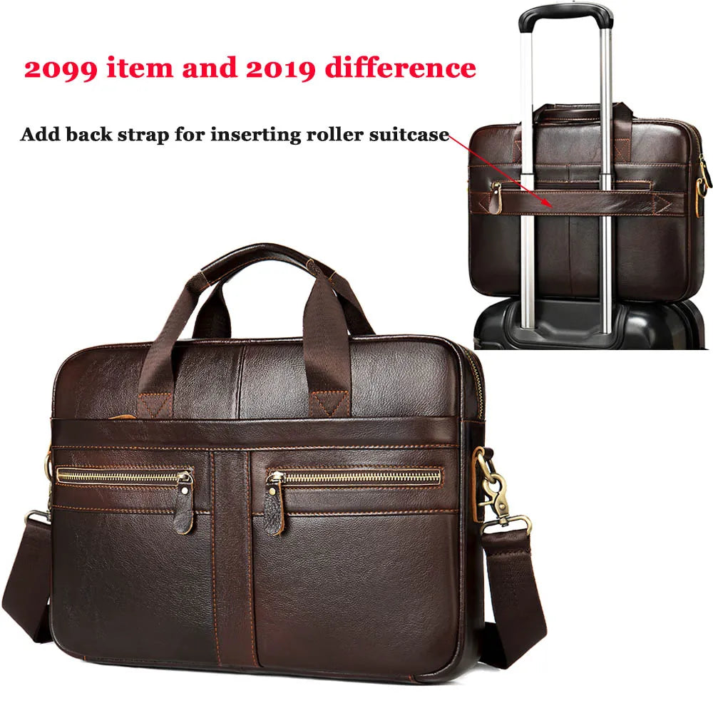 Men's Briefcases Men's Bags Genuine Leather Lawyer/Office Bag Laptop Bag Men's Leather Briefcases Bag for Documents - EUFASHIONBAGS