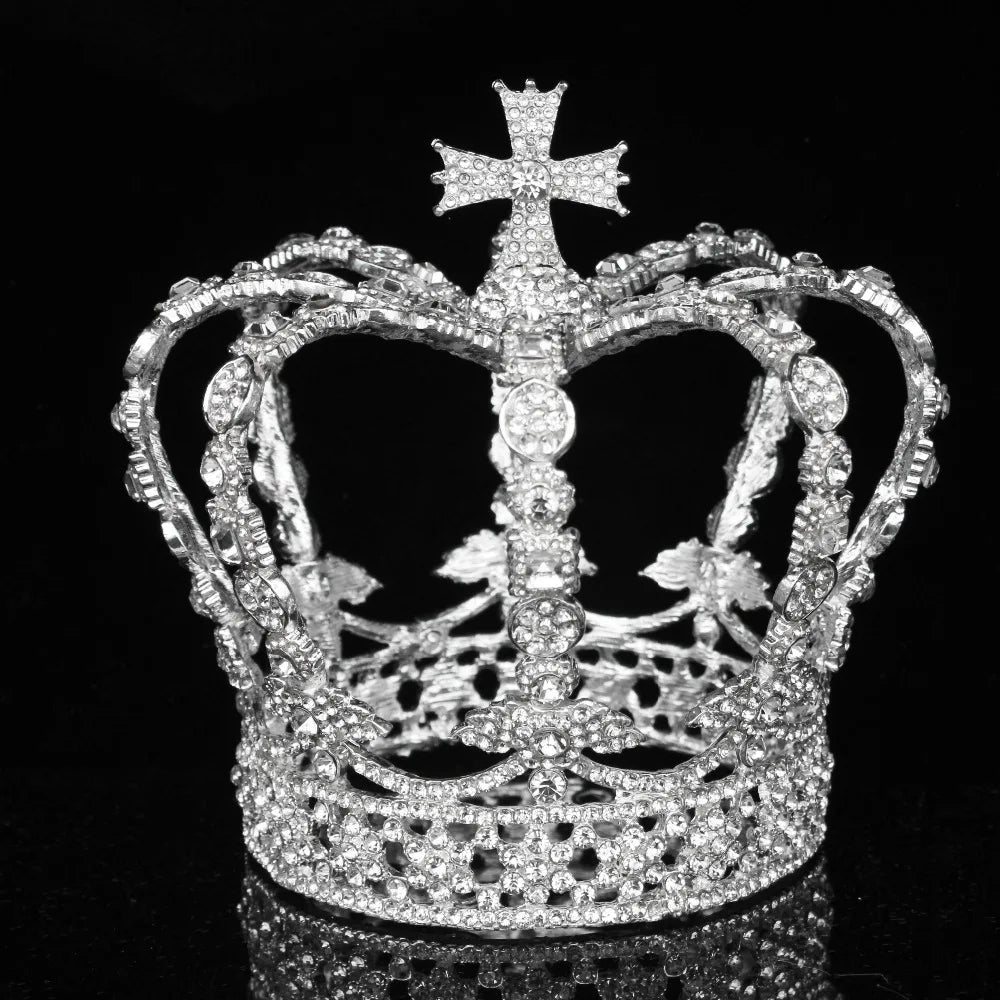 Male Cross Crown Baroque Bridal Wedding Crown Royal Queen King Tiara Birthday Party Hair Jewelry Accessories Prom Pageant Diadem - EUFASHIONBAGS