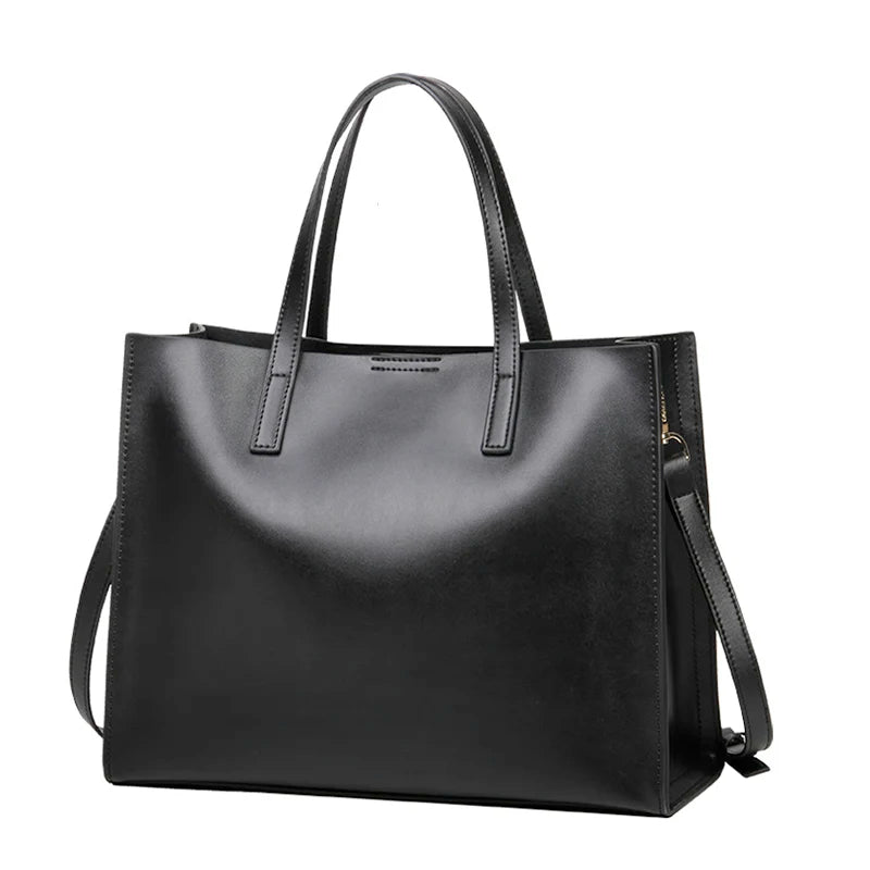 New Superior cowhide Luxury fashion women Genuine Leather bag Simple women leather tote shoulder bag big women's bag