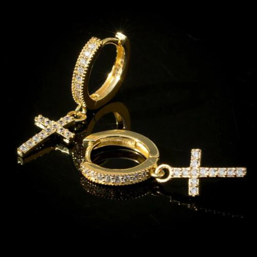 Stylish Arrow Cross-shape Drop Earrings for Women/Men Dazzling Crystal Zirconia Hiphop Party Female/Male Fashion Earrings