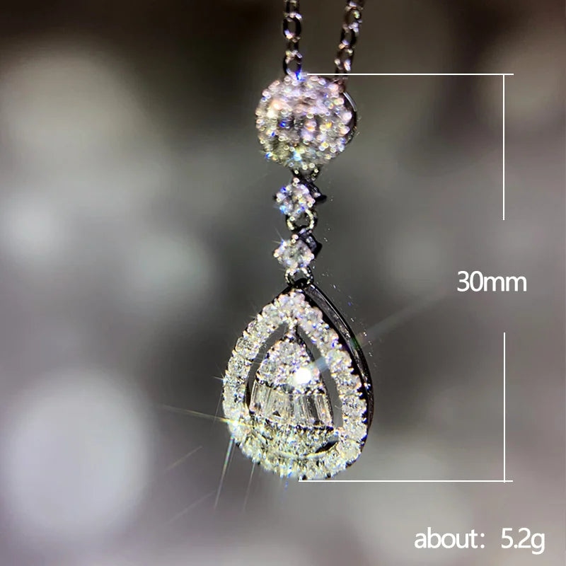 Newly Designed Wedding Accessories Women's Pendant Necklace with Brilliant CZ Temperament Sweet Bridal Marriage Jewelry