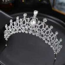 Cargar imagen en el visor de la galería, Hot Sale Rhinestone Crystal Wedding Bridal Jewelry Sets Women Bride Tiara Crowns Earring Necklace Set Wedding Hair Accessories