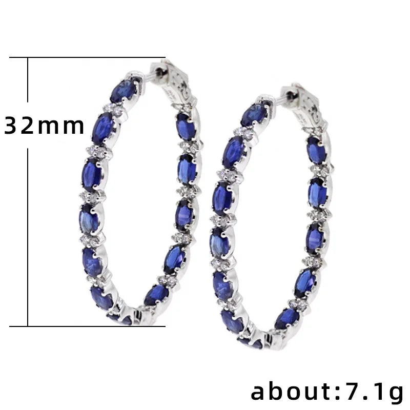 Luxury Blue Zircon Hoop Earrings for Women Delicate Daily Wearable Accessories Dance Party Female Earring Fashion Jewelry - EUFASHIONBAGS