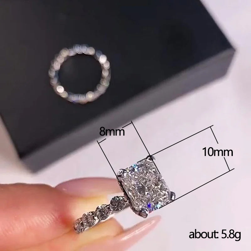 Creative Wedding Sets Rings Women Fashion Double Stackable Design Square White Cubic Zirconia Ring Jewelry - EUFASHIONBAGS