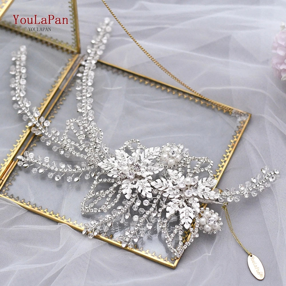 Luxury Crystal Bridal Headpiece Floral Wedding Hair Vine Clip Party Prom Hair Jewelry Brides Hair Accessories - EUFASHIONBAGS