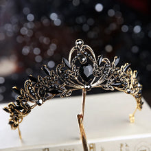 Laden Sie das Bild in den Galerie-Viewer, Baroque Retro Black Luxury Bridal Crystal Tiaras Crowns Princess Queen Pageant Prom Rhinestone Veil Tiara Wedding Hair Accessory