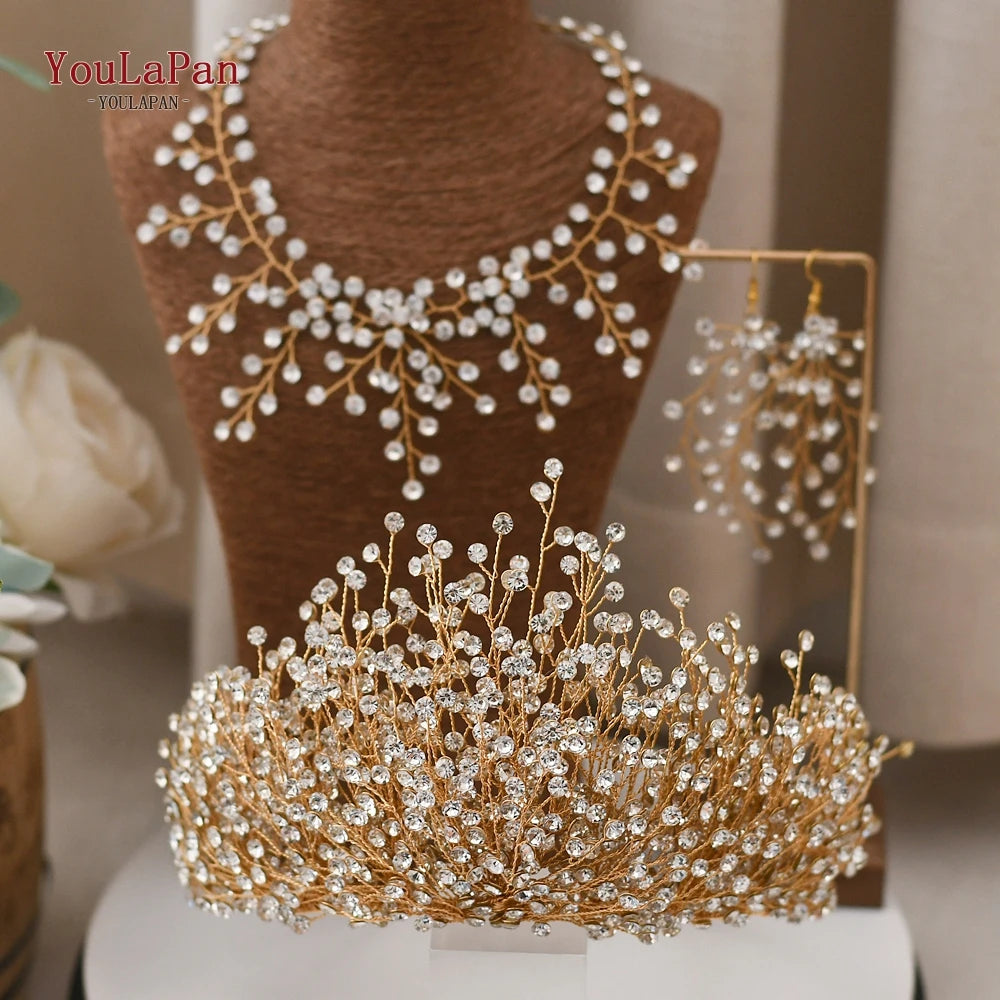 AB Colorful Rhinestone Princess Crown Luxury Crystal AB Bridal Crown Tiaras Fashion Women Hair Accessories HP193P-C