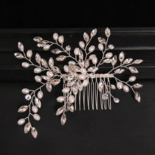 Cargar imagen en el visor de la galería, Crystal Rhineston Pearl Bridal Hair Comb Wedding Hair Accessories Head Ornaments Women Tiara Pearl Hair Comb Jewelry Headpiece