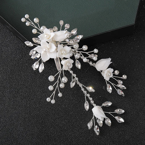 Silver Color Rhinestone Hair Clips Tiara Headdress Bridal Hairpins For Women Bridal Hair Jewelry Wedding Hair Accessories Gift