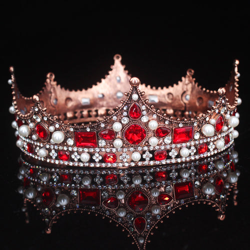 Royal Crystal Tiara Crown Queen King Bridal Vintage Baroque Diadem Women Men Pageant Headpiece Wedding Hair Jewelry Accessories