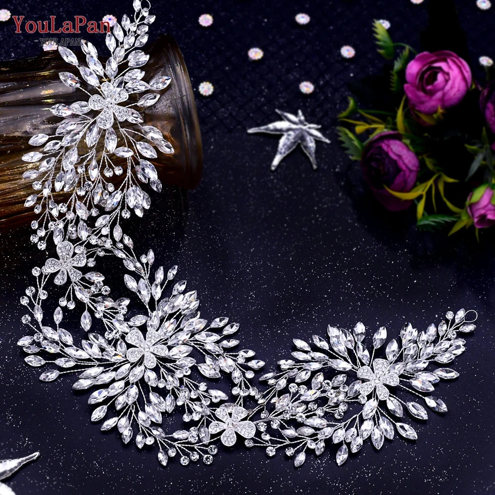 Handmade Crystal Rhinestones Silver Golden Wedding Headband Headpiece Jewelled Headband Wedding Hair Jewelry - EUFASHIONBAGS