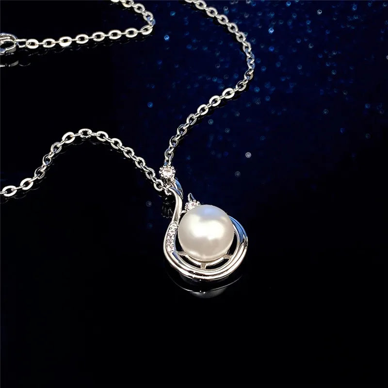 Water Drop Pendant Necklace with Simulated Pearl Engagement Wedding Party Elegant Accessories for Women Fashion Jewelry