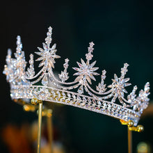 Laden Sie das Bild in den Galerie-Viewer, Baroque Luxury Rhinestone Crystal Wedding Crown Queen Flowers Bridal Tiaras Women Beauty Pageant Bridal Hair Jewelry Accessories