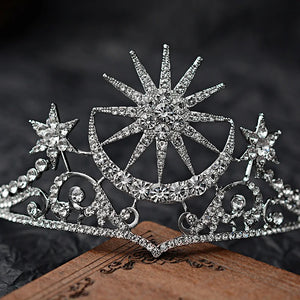 Baroque Star Crown Crystal Bridal Tiaras Rhinestone Pageant Diadem Bride Star Headdress Wedding Hair Accessories Tiara De Noiva