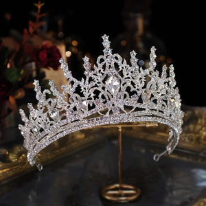 Baroque Luxury Bling Crystal Heart Bridal Tiaras Crown Big Rhinestone Pageant Diadem Bride Hairbands Wedding Hair Accessories