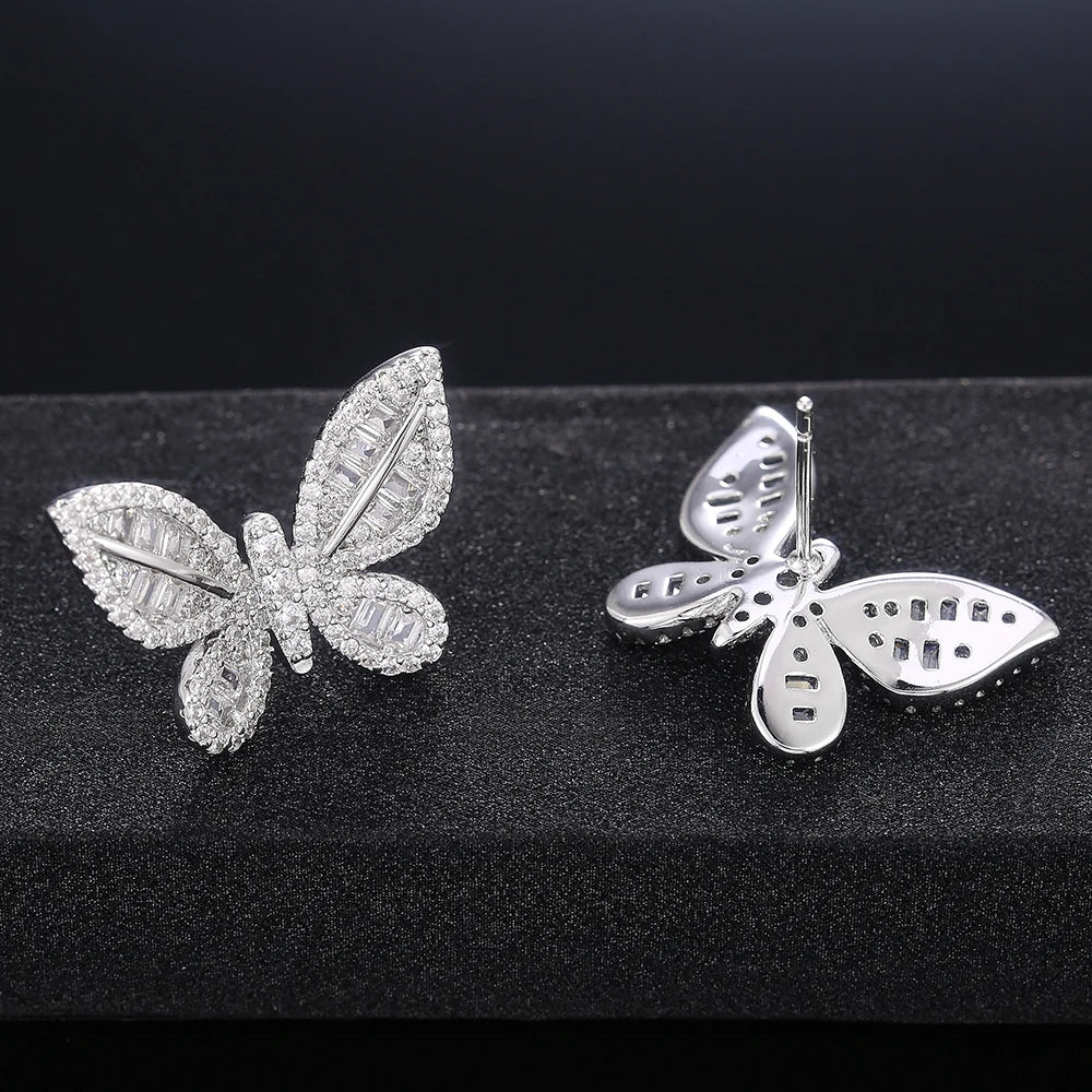 Delicate Butterfly Stud Earring for Women Full Pave CZ Stone Wedding Engagement Party Nice Accessories Beauty Bow Earring - EUFASHIONBAGS