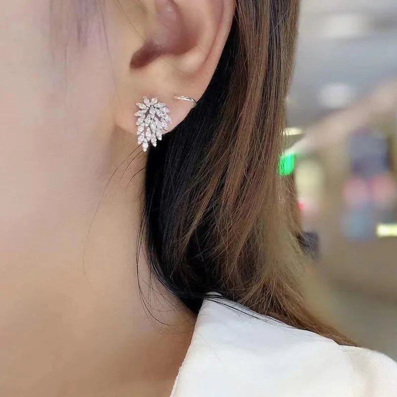 Novel Clear Cubic Zirconia Stud Earrings for Women Fashion Luxury Wedding Accessories Fancy Girls Earrings Party Jewelry