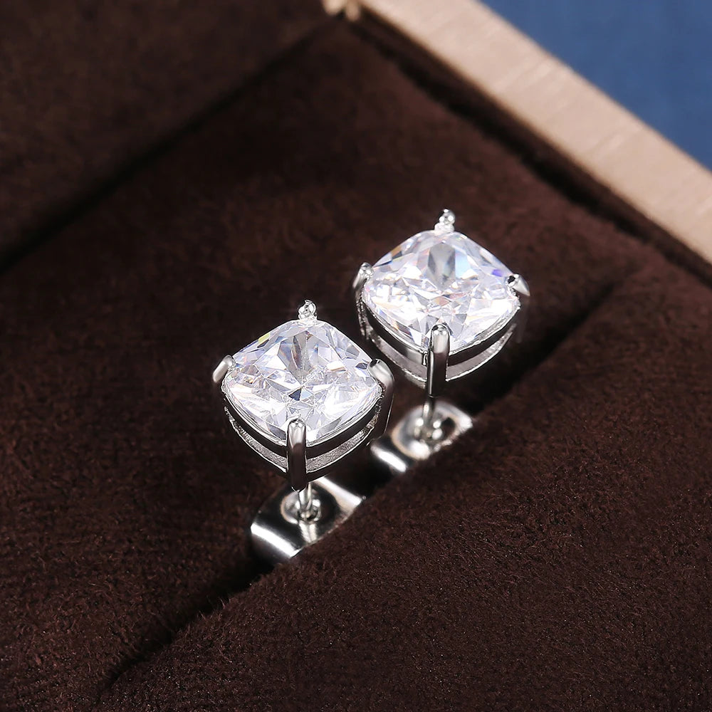 Luxury Solitaire Cubic Zirconia Stud Earrings 5 Colors Dazzling CZ Simple Versatile Women Wedding Band Earring Jewelry