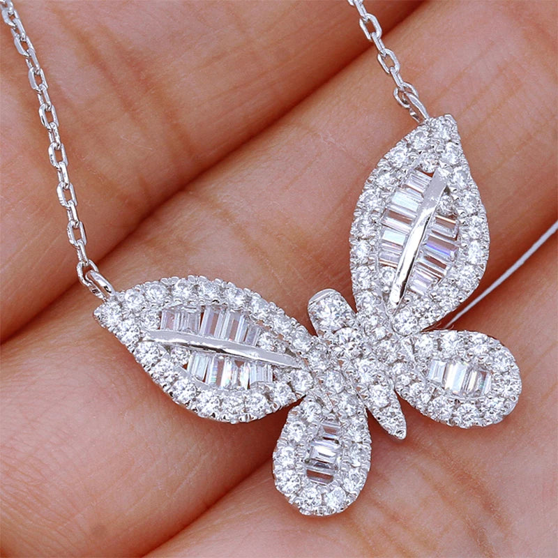 Luxury Butterfly Delicate Pendant Necklace Daily Wear Fashion Item Women Jewelry Inlaid CZ Stone Brilliant Necklace Gifts - EUFASHIONBAGS